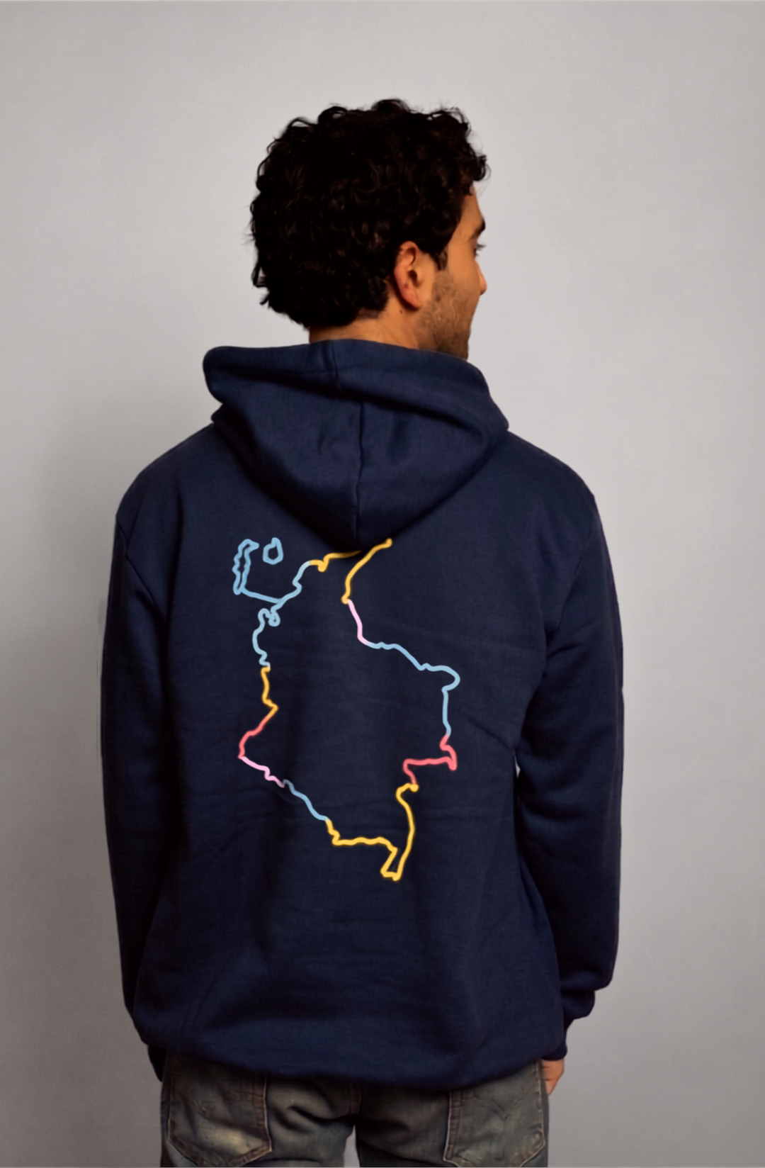 Hoodie Colombia Estampado Azul Oscuro