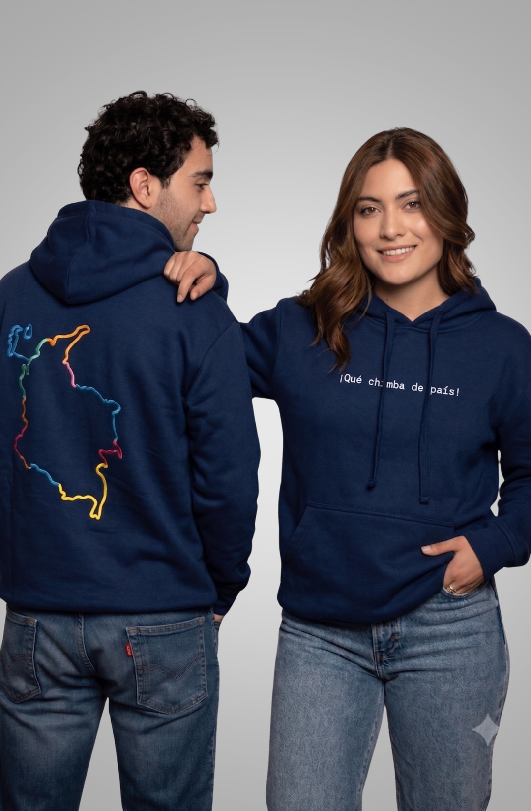 Hoodie Colombia Estampado Azul Oscuro