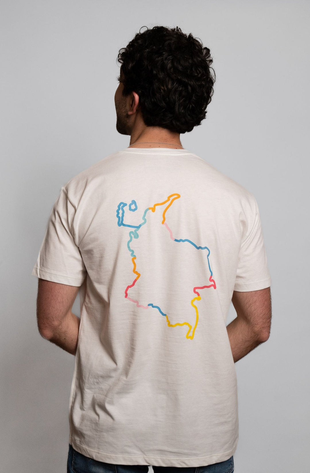 Camiseta Unisex Mapa Colombia Estampada Blanca