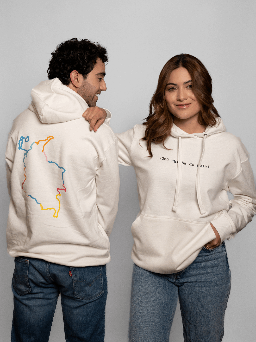Hoodie Colombia Estampado Marfil