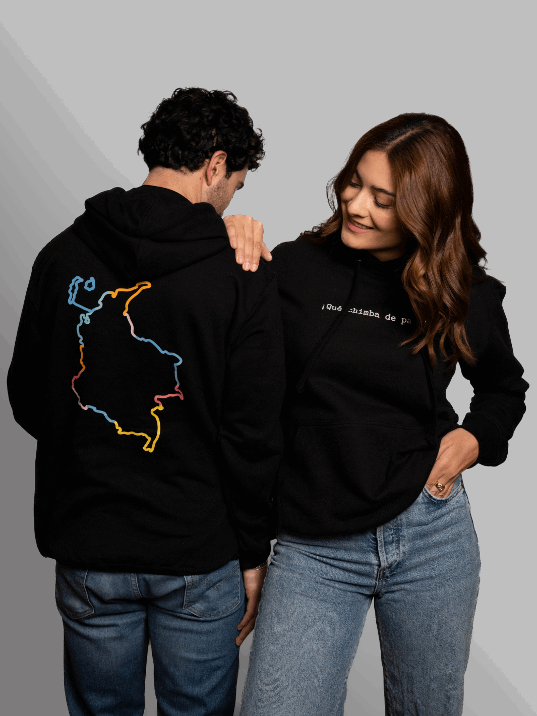 Hoodie Colombia Estampado Negro