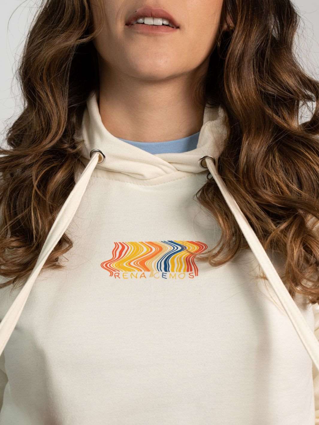 Hoodie Renacemos Estampado Marfil